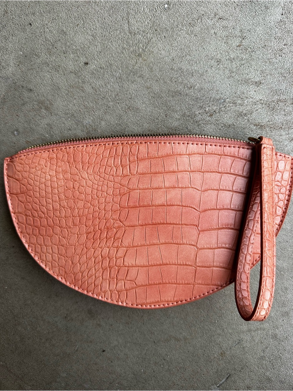 a new day Coral Croc-Embossed Half-Moon Wristlet
